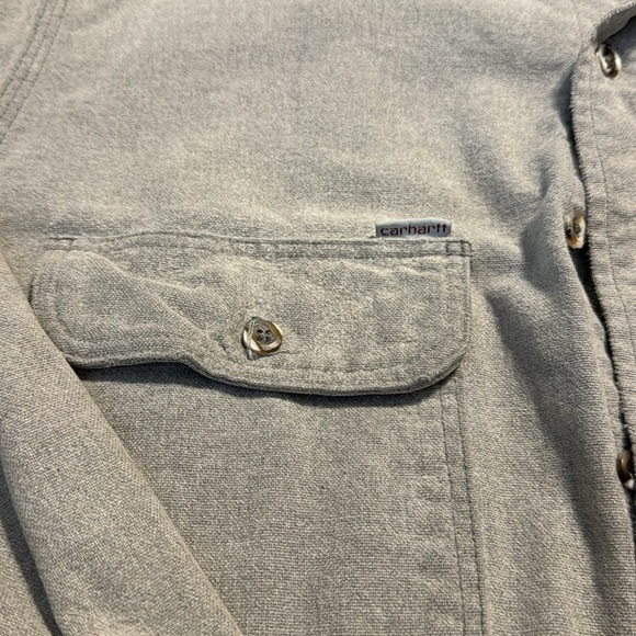 Carhartt Work Shirt, Well Worn look gray button down Sz M - Picture 3 of 10